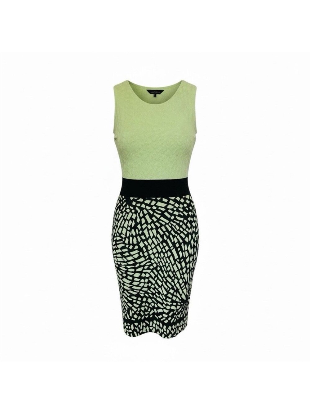 Ming Wang Green and Black Patterned Sleeveless Knit Dress - Washable in EUC